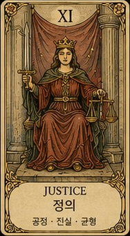 정의 (Justice) 타로 카드