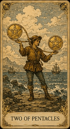 펜타클 2 (Two of Pentacles) 타로 카드