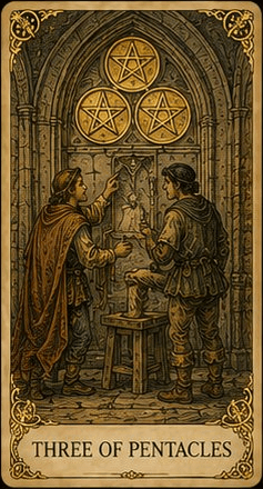 펜타클 3 (Three of Pentacles) 타로 카드