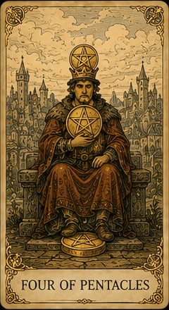 펜타클 4 (Four of Pentacles) 타로 카드