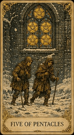 펜타클 5 (Five of Pentacles) 타로 카드
