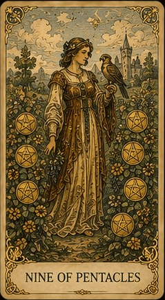 펜타클 9 (Nine of Pentacles) 타로 카드