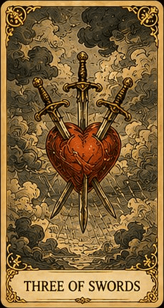 소드 3 (Three of Swords) 타로 카드