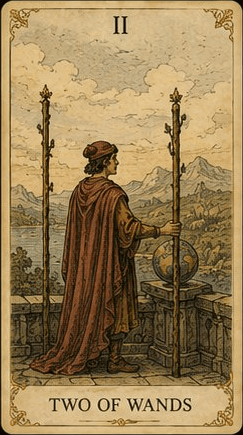 완드 2 (Two of Wands) 타로 카드
