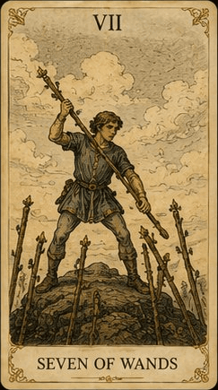 완드 7 (Seven of Wands) 타로 카드