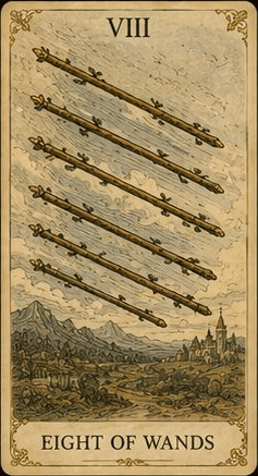 완드 8 (Eight of Wands) 타로 카드