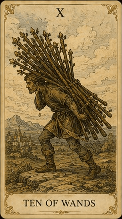 완드 10 (Ten of Wands) 타로 카드